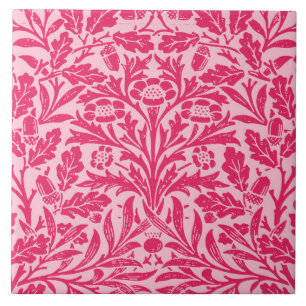 Blom- damast för art nouveau, djup Fuchsia rosa Kakelplatta