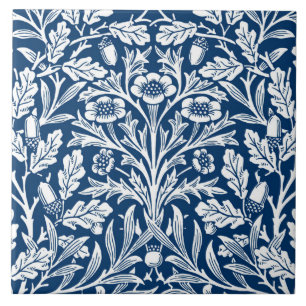 Blom- damast för art nouveau, koboltblått och vi kakelplatta