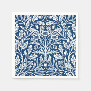 Blom- damast för art nouveau, koboltblått och vi pappersservett