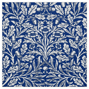 Blom- damast för art nouveau, koboltblått och vi tyg