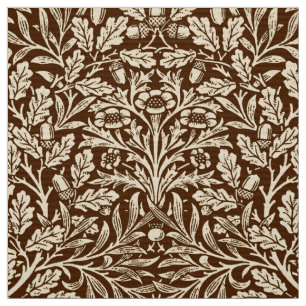 Blom- damast för art nouveau, mörkbrunt och beig tyg