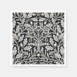 Blom- damast för art nouveau som är svartvit pappersservett