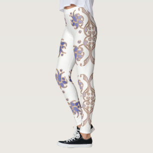 blom- damastast guld- element leggings
