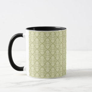 Blom- damastast tapet mugg