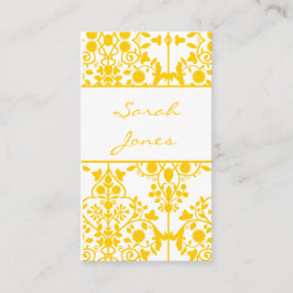 Blom- damastast visitkort för gul vit