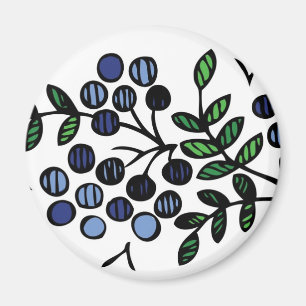 Blom- design för blåbärmagnet magnet