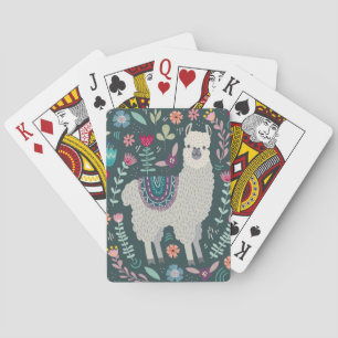 Blom- design för gullig Llama Casinokort