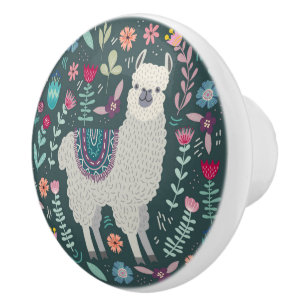 Blom- design för gullig Llama Knopp