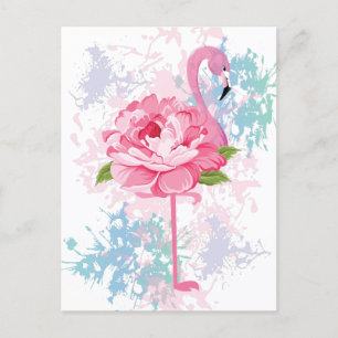 Blom- design för rosa flamingo helg vykort