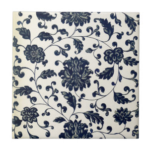 Blom- design för vintage kakelplatta
