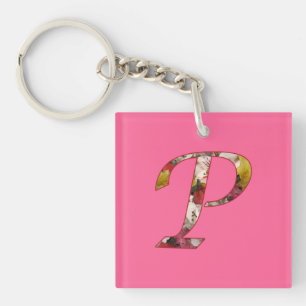 Blom- design Keychain för Monogram P