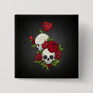 Blom- Döskallar Diameter de los Muertos knäppas Knapp