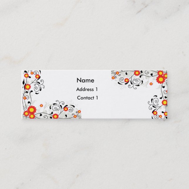 Blom- elegans mini visitkort (Framsida)