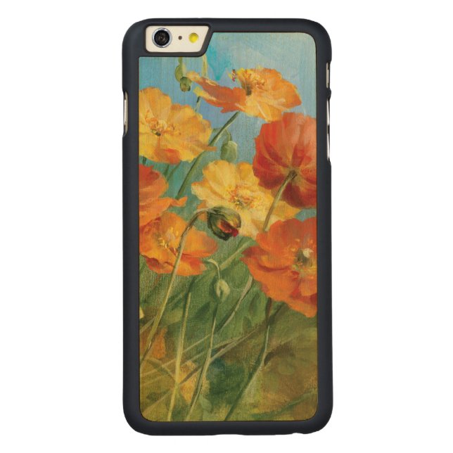 Blom- fält för sommar carved wood iPhone skal (Baksidan)