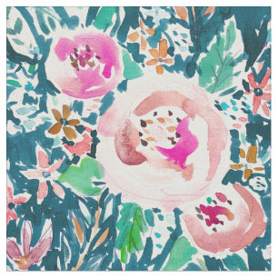Blom- färgrik Boho för PLENITUDE vattenfärg Tyg