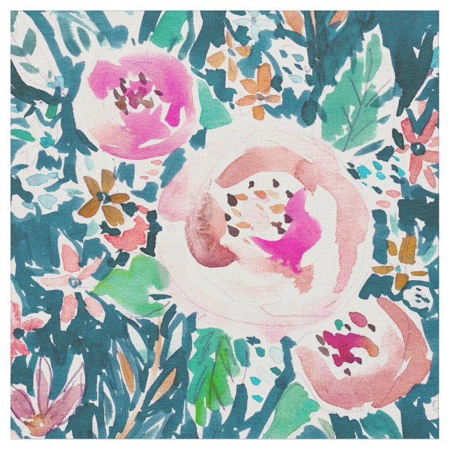 Blom- färgrik Boho för PLENITUDE vattenfärg Tyg (Närbild)