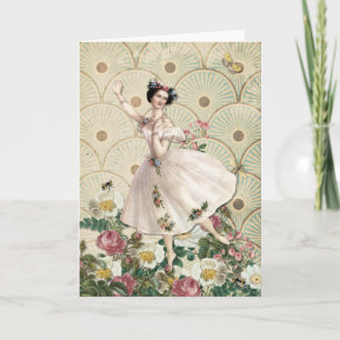 Blom- fe för dans - noterar den tomma hälsningen kort