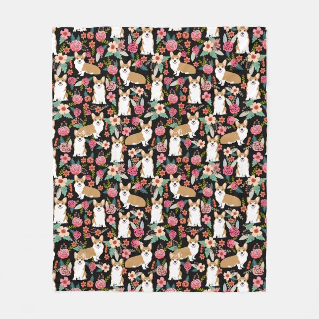 Blom- filt för Corgi - svart (Framsidan)