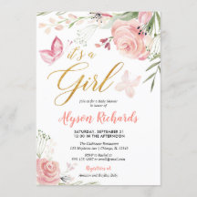 Blom- fjärilsflickababy shower