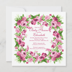 Blom- flickababy shower för nätt rosa pioner inbjudningar