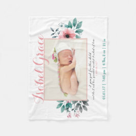 Blom- födelsemeddelande med bibelVerse Fleecefilt