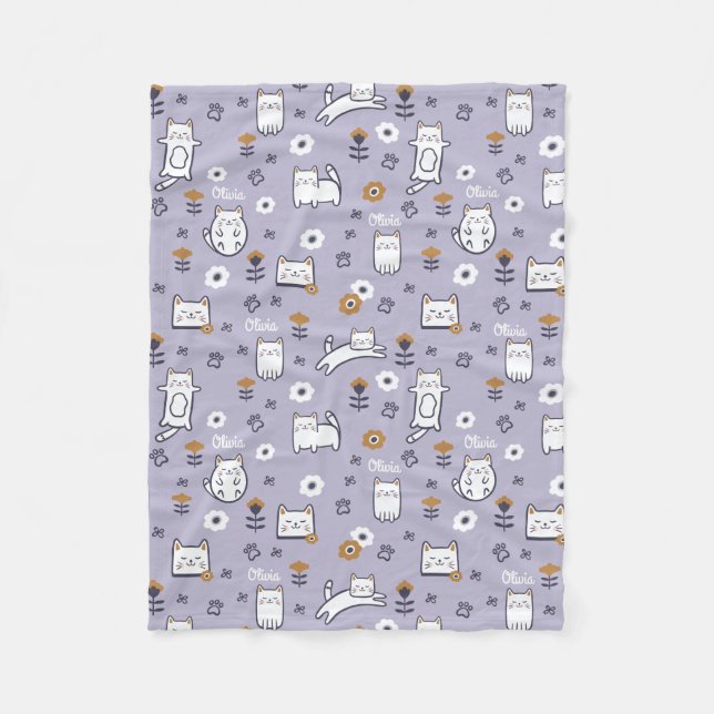 Blom- för kattungekattungar för lövverk sött lite fleecefilt (Framsidan)