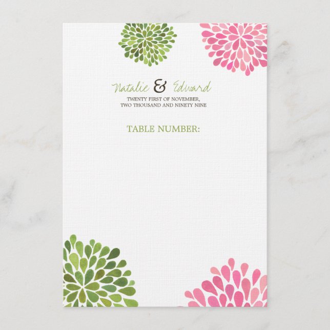 Blom för meny för för bordsnummerställekort & (Framsida)