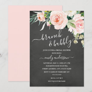 Blom- frunch för svart tavla och skumpamöhippa inbjudningar