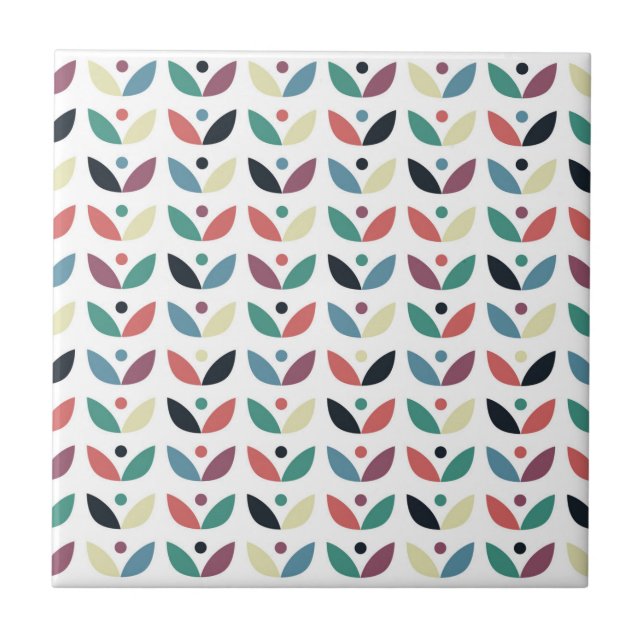 Blom- geometriskt mönster för Folk konst Kakelplatta (Framsidan)