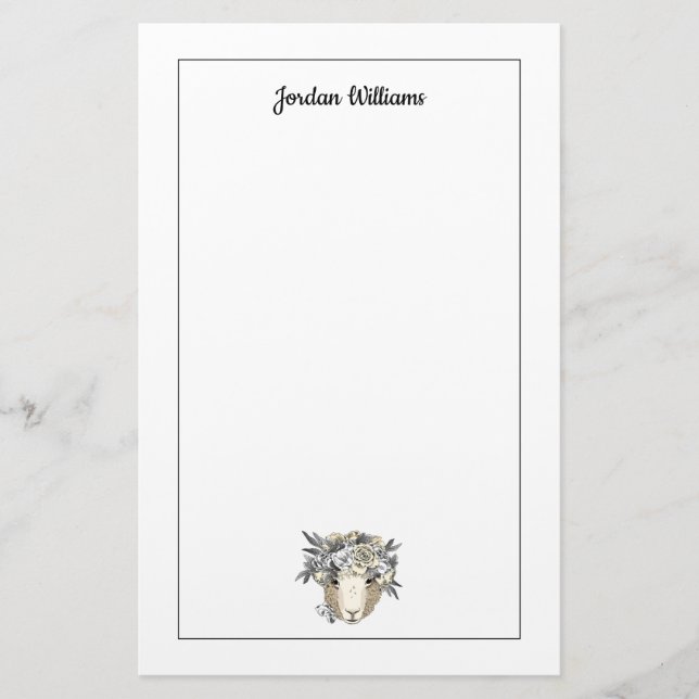 Blom- gloriafår | tillfogar ditt namn brevpapper (Framsida)