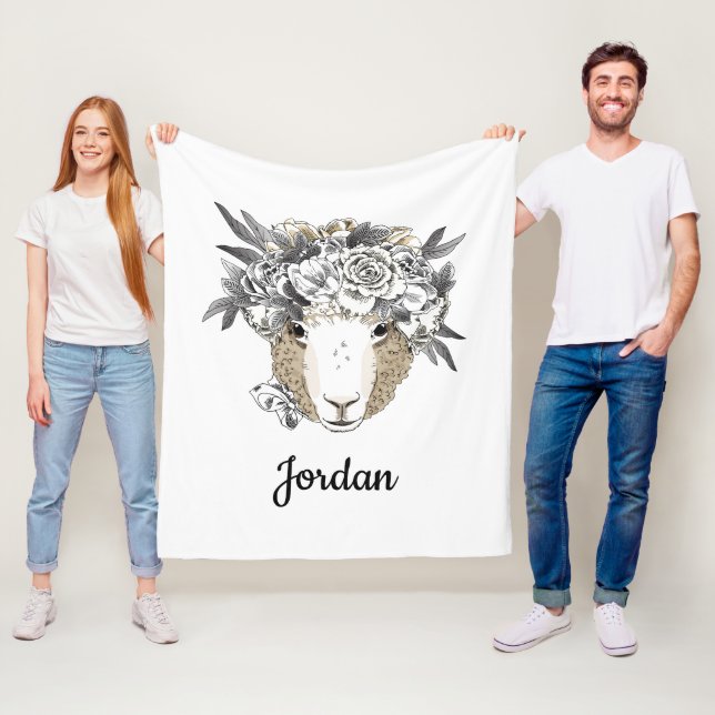 Blom- gloriafår | tillfogar ditt namn fleecefilt (På plats)