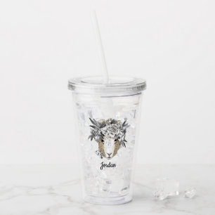 Blom- gloriafår tillfogar ditt namn take away mugg