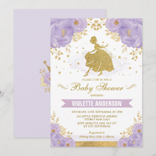 Blom- guld- kunglig Princess baby shower för Inbjudningar