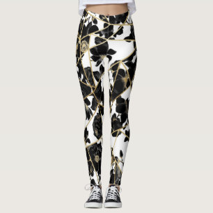 Blom- guld- trianglar för geometrisk abstraktsvar leggings