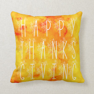 Blom- happy thanksgivingvattenfärgdekorativ kudde