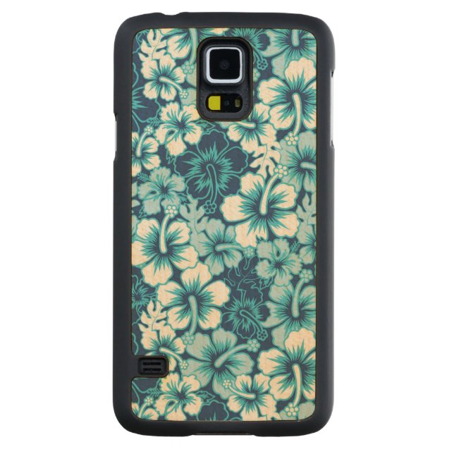 Blom- hibiskusmönster för surfa carved lönn galaxy s5 skal (Baksidan)