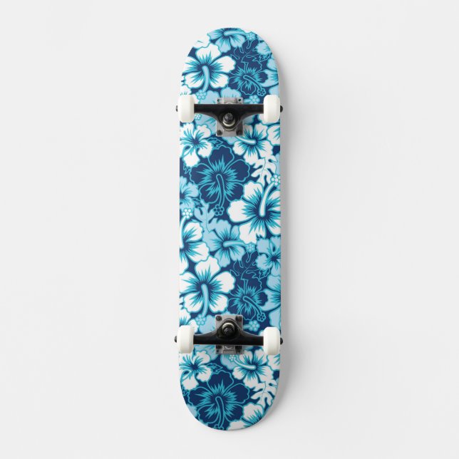 Blom- hibiskusmönster för surfa skateboard bräda 20,5 cm (Framsida)