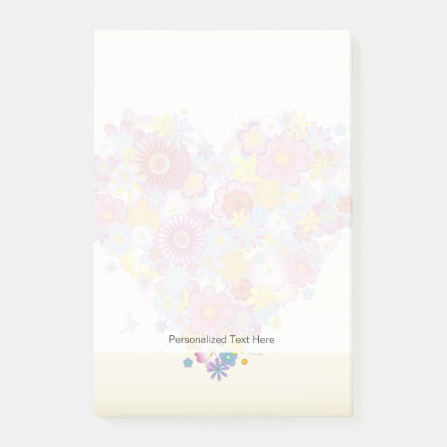 Blom- hjärta med fjärilar post-it block (Framsida)