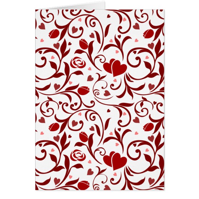 Blom- hjärtadesign hälsningskort (Framsidan)