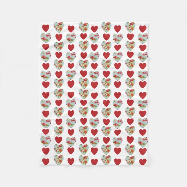 Blom- hjärtafilt fleecefilt (Framsidan)