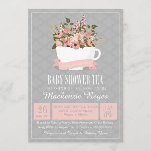 Blom- inbjudan för tekoppbaby showerTea