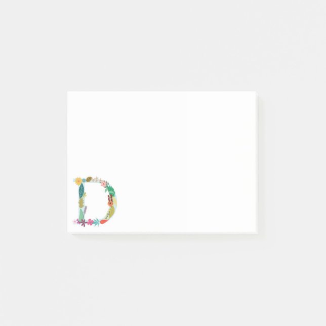 Blom- initial brevMonogram - D - Post-it Block (Framsida)