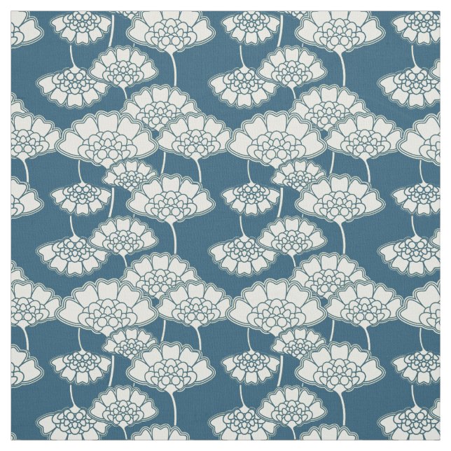 Blom- japanskt mönster för mörk turkos tyg (Provkarta)
