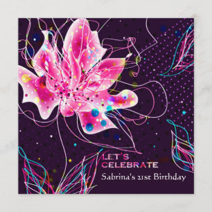 Blom- Jubilee - födelsedagsfest inbjudan