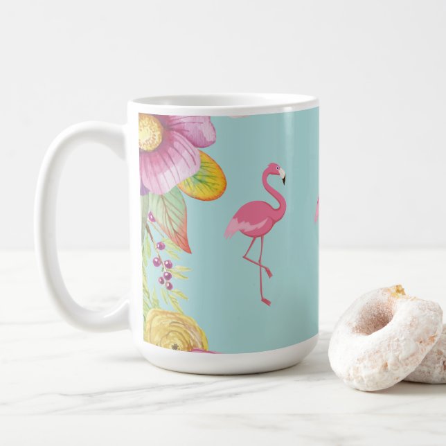 Blom- kaffemugg för Flamingo (Med munk)
