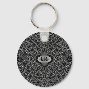 Blom- kaleidoscopemonogram nyckelring