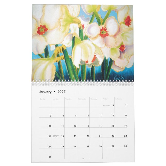 Blom- kalender för vattenfärg 2013 (Jan 2027)