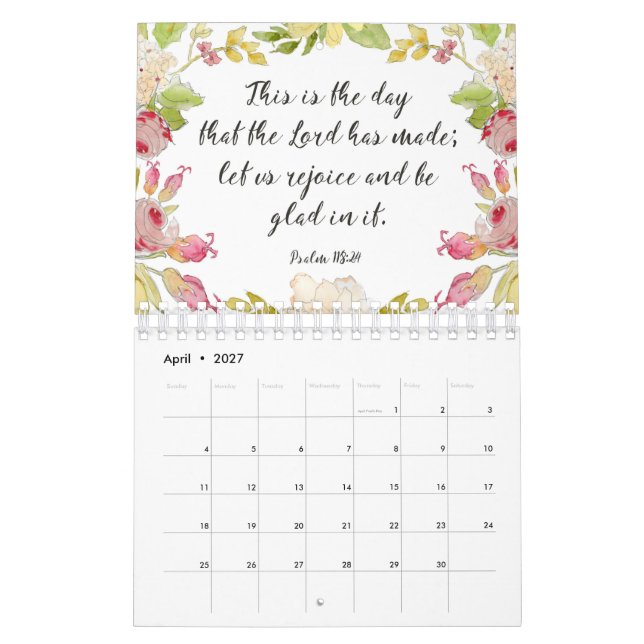 Blom- kalender för vattenfärgbibelVerse (Apr 2027)