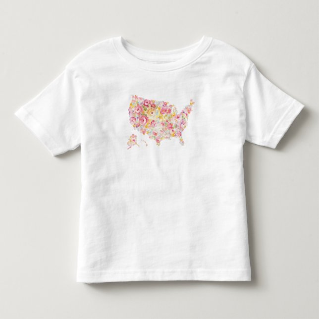Blom- karta av USA Tee Shirt (Framsida)
