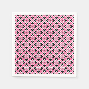 Blom- kimonotryck, rosa som är svartvit pappersservett